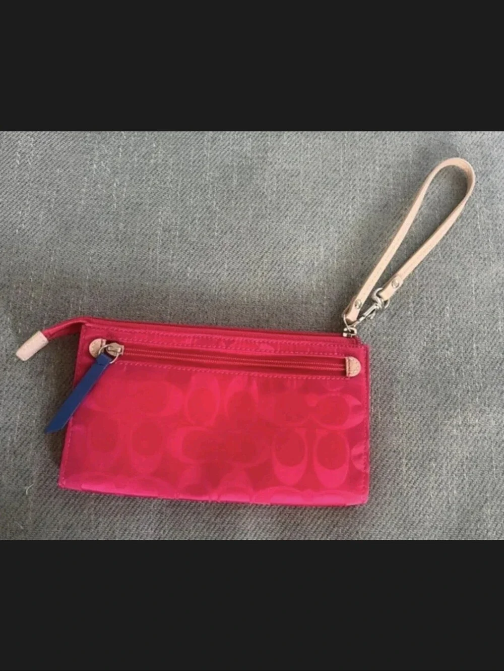 Coach Pink Signature Wristlet Clutch